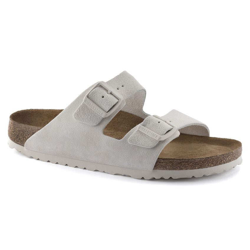 Birkenstock Arizona Soft Footbed Suede Unisex Sandals 1024554 Antique White